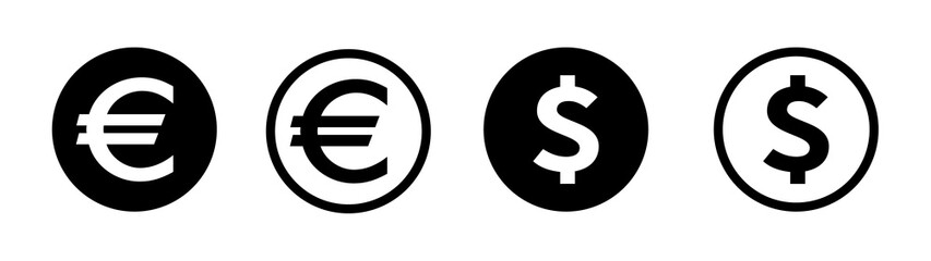 Sticker - Money Euro / Dollar icons pack. Internet flat icon symbol for applications.