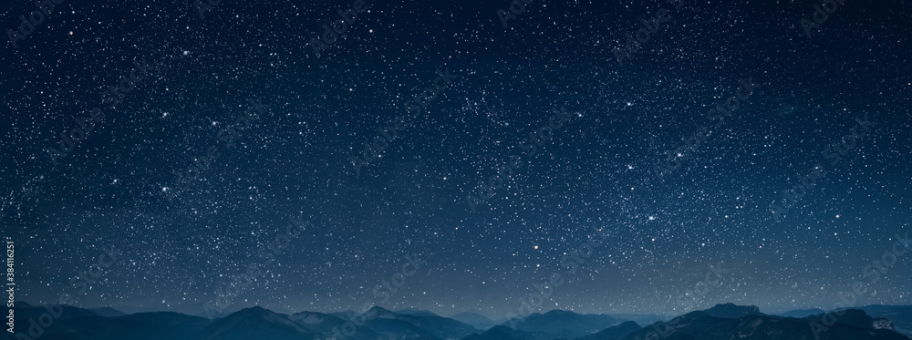 mountain. backgrounds night sky with stars and moon and clouds - obrazy, fototapety, plakaty 