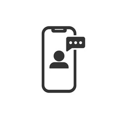Wall Mural - user and chat message bubble on smartphone screen. vector flat icon.