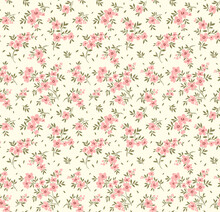 Vintage Floral Background. Seamless Vector Pattern For Design And Fashion Prints. Flowers Pattern With Small Pink Flowers On A White Background. Ditsy Style.