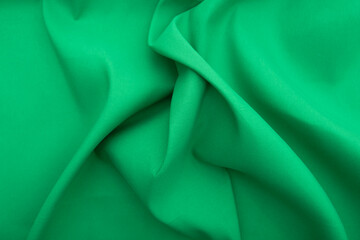 Wavy green fabric, cloth fabric texture or background, high resolution