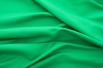 Wavy green fabric, cloth fabric texture or background, high resolution