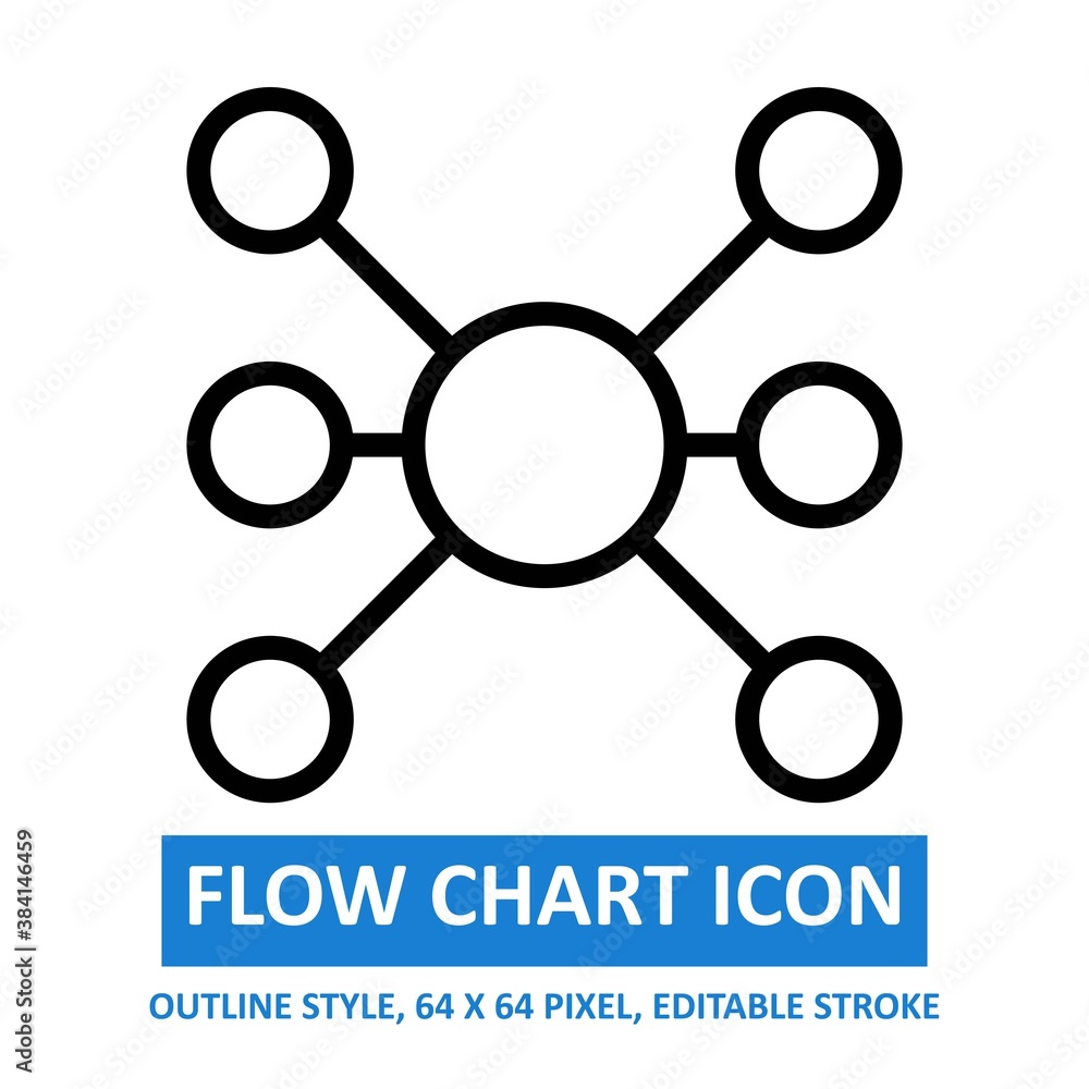 flow chart icon outline style on white background. chart and diagram ...