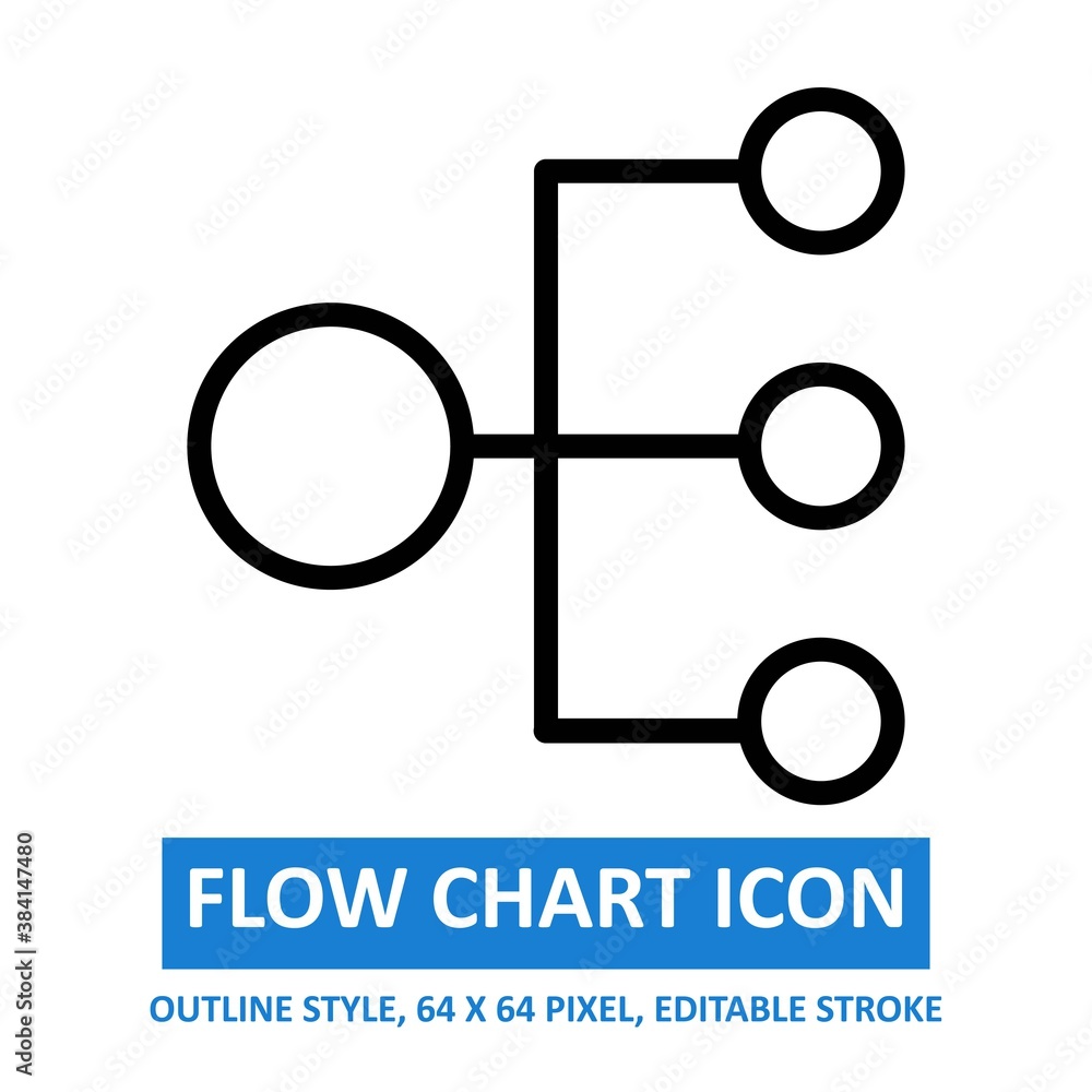 flow chart icon outline style on white background. chart and diagram ...