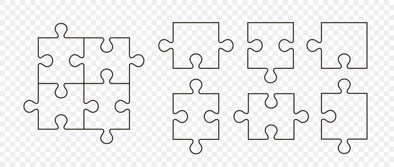 puzzle pieces vector set. separate puzzle pieces with the ability to change the thickness of the lin