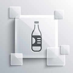 Poster - Grey Bottle of water icon isolated on grey background. Soda aqua drink sign. Square glass panels. Vector.