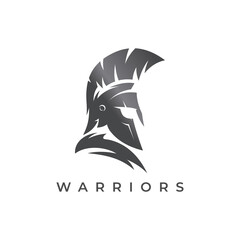 Wall Mural - warriors logo design head flat vector with gradations grey color and white background