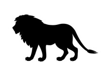 Male Lion Black Silhouette Icon Vector. Lion Icon Isolated On A White Background. Walking Lion Icon Vector