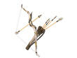 gold bow and arrow attributes of the dussehra holiday 3d render white no shadow