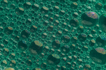 Poster - Beautiful abstract green bubbles background pattern for design. Liquid fluid texture for background, banner.