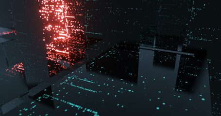 Wall Mural - science and technology background of programming language code running. abstract source code on moni