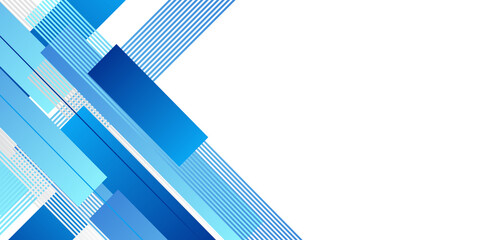 Modern blue white geometric abstract presentation background with copy space