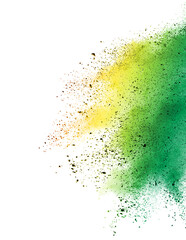 Wall Mural - explosion of colored powder isolated on white background.