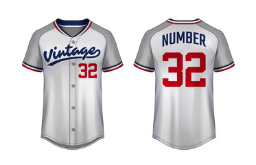 Sticker - Baseball t-shirt design template, Sport jersey mockup. uniform front and back view.