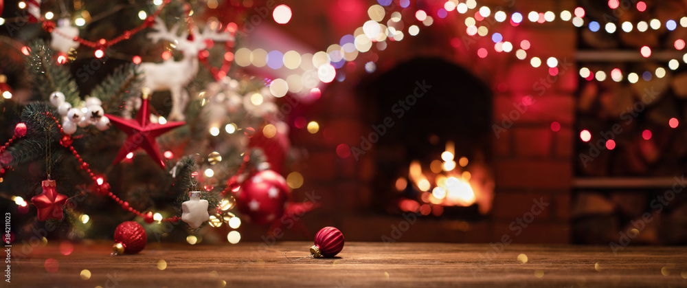 Christmas Tree with Decorations - obrazy, fototapety, plakaty 