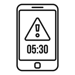 Canvas Print - Deadline phone alarm icon. Outline deadline phone alarm vector icon for web design isolated on white background