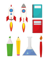 Sticker - back to school season poster with set supplies