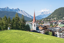 Alpine Landscape With Pfarrkirche, Seefeld, Austria