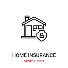 Home Insurance Icon Vector Symbol. Home Insurance Symbol Icon Vector For Your Design. Modern Outline Icon For Your Website And Mobile App Design.