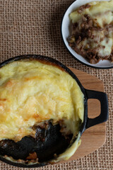 Wall Mural - cottage pie cooked in a cast iron skillet