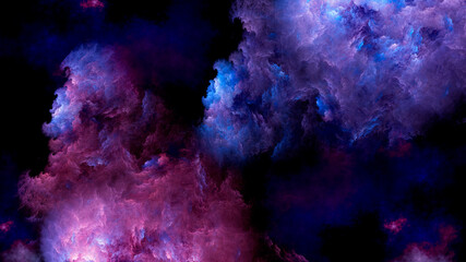 Wall Mural - abstract pink and blue beautiful fractal background in the form of clouds and feathers and is suitab
