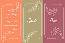 Vector Set Of Abstract Royal Color Creative Quote,story And Poem Emblem Template Vector, Stylish Trendy Fashion Vector Illustration