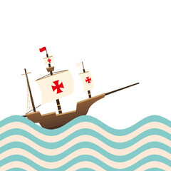 Sticker - Christopher Columbus ship at the striped sea vector design