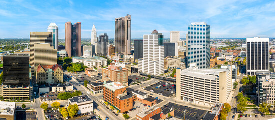 Fototapete - Columbus, Ohio aerial skyline panorama. Columbus is the state capital and the most populous city in the U.S. state of Ohio