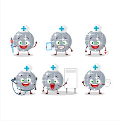 Canvas Print - Doctor profession emoticon with christmas ball grey cartoon character