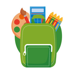 Sticker - school bag and school supplies equipment flat style icon