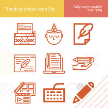Simple Set Of Editors Related Lineal Icons.