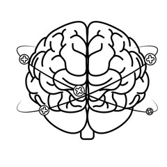 Sticker - brain human with pluss symbols around mental health care