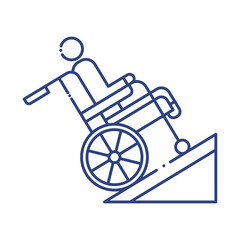 Sticker - man in wheelchair in ramp disabled line style icon