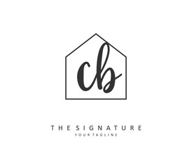 C B CB Initial letter handwriting and signature logo. A concept handwriting initial logo with template element.