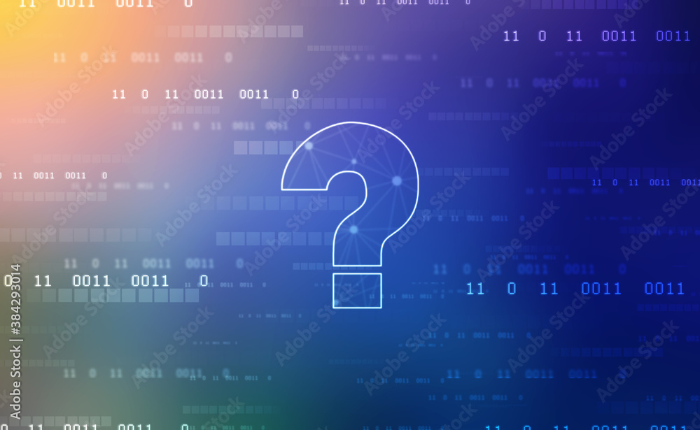 2d illustration question mark,Cyber Technology Background,Concept of thinking