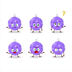 Sticker - Cartoon character of christmas ball purple with what expression