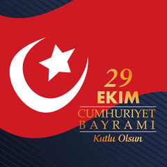 Wall Mural - ekim bayrami celebration with turkey flag in blue background