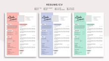 Modern Resume/CV Template With Colour Options 