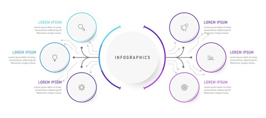 Wall Mural - vector infographic label design template with icons and 6 options or steps. can be used for process 