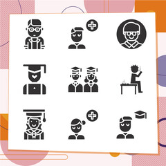 Wall Mural - Simple set of 9 icons related to undergraduate