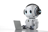 Fototapeta  - cute artificial intelligence robot with notebook