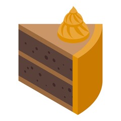 Sticker - Cake piece icon. Isometric of cake piece vector icon for web design isolated on white background