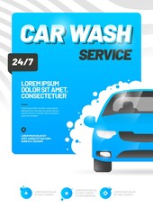 Poster - Vector layout design for car wash service. Adapt to poster, flyer or banner. A4 size.