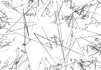 Aufkleber - Random Chaotic Contemporary art work vector illustration. Random lines, shapes. Black and white version