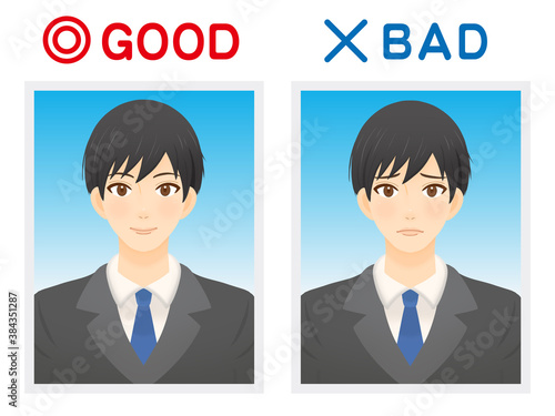 証明写真の良い例と悪い例のイラスト2 Stock Illustration Adobe Stock 証明写真の良い例と悪い例のイラスト2 Stock Illustration Adobe Stock