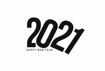 Happy New Year 2021 Text Typography Design Patter, Vector illustration.