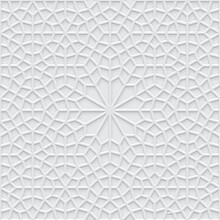 Grey Light Geometric Pattern In Arabic Style, Soft Emboss Background