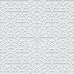 Grey light geometric pattern in arabic style, soft emboss background