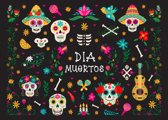 Sticker - Dia de Los Muertos, Day of the Dead or Mexico Halloween