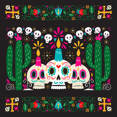 Wall Mural - Dia de Los Muertos, Day of the Dead or Mexico Halloween